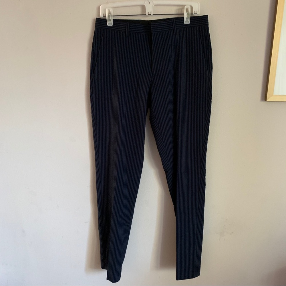 J. Crew Ludlow Slim Black Blue Stripe Slacks Pants